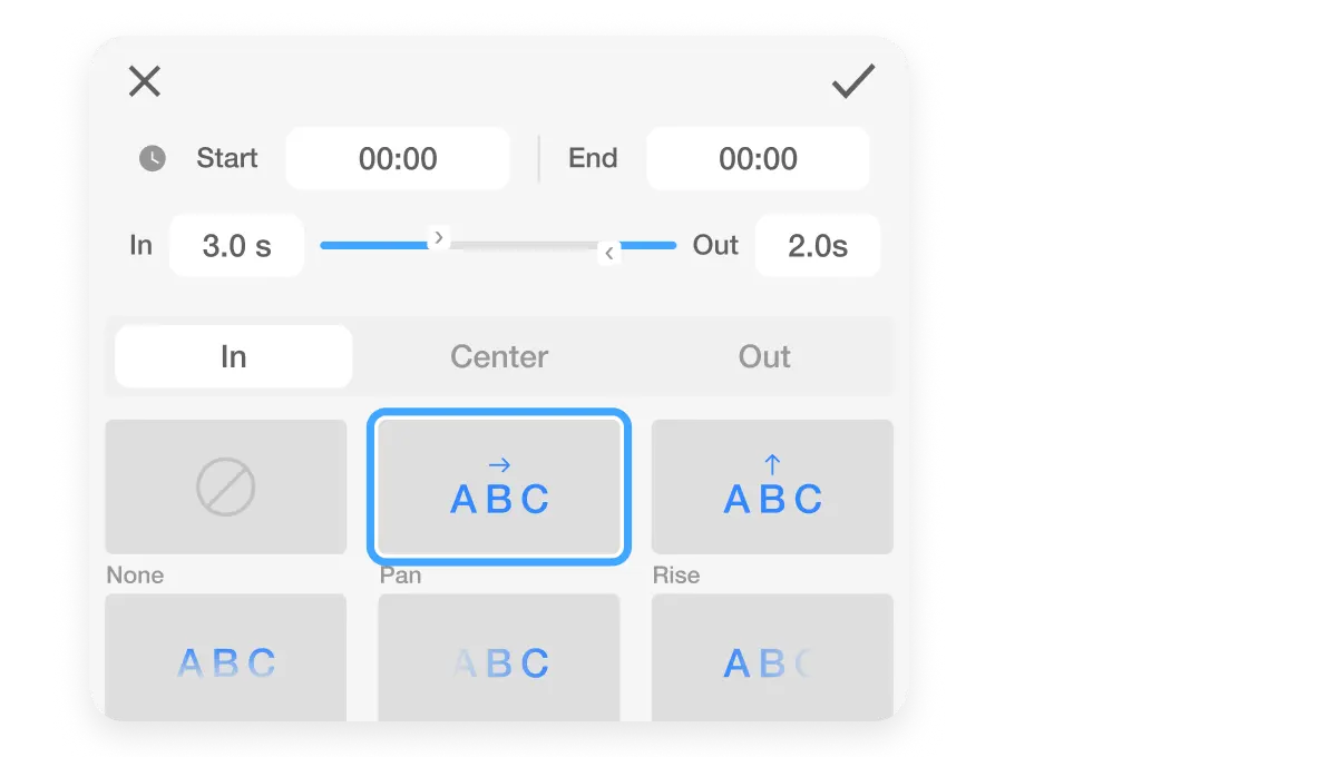 Mobile video editing app to animate text with fades, pops, or pans to highlight key points.